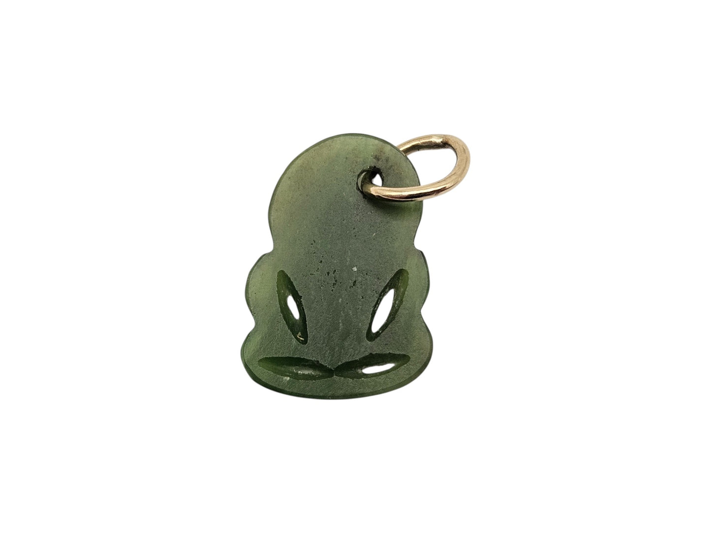 Nephrite & 9ct Gold Maori Hei-Tiki Charm L 1.7 cm