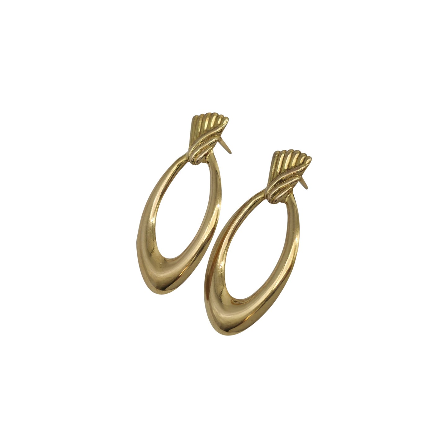 Fancy Pair Of 9ct 375 Yellow Gold Earrings L 3.8 cm 1.4 g.