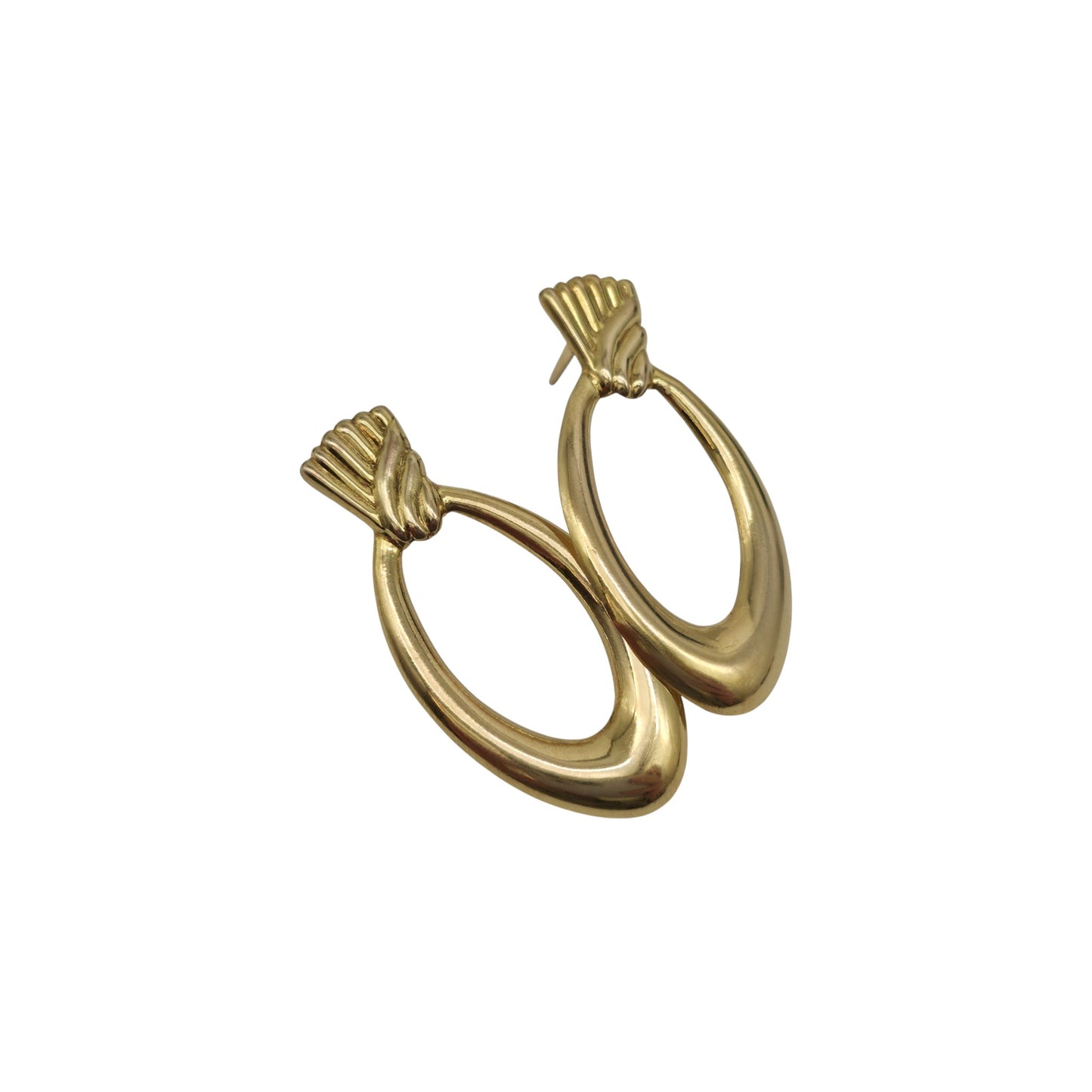 Fancy Pair Of 9ct 375 Yellow Gold Earrings L 3.8 cm 1.4 g.