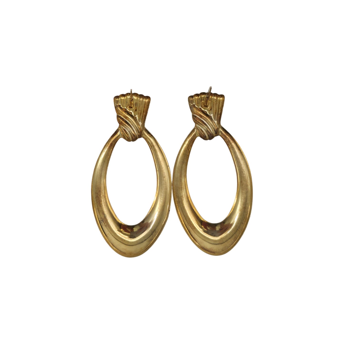 Fancy Pair Of 9ct 375 Yellow Gold Earrings L 3.8 cm 1.4 g.