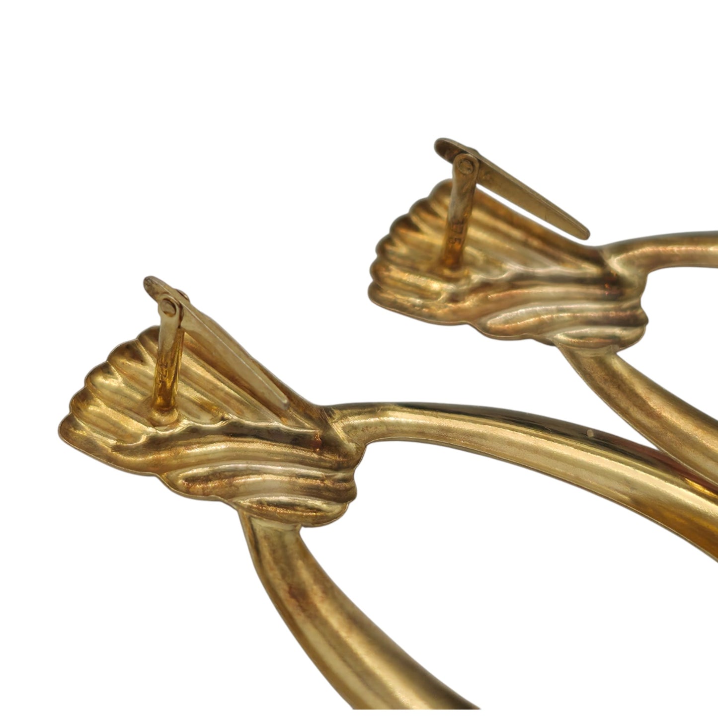 Fancy Pair Of 9ct 375 Yellow Gold Earrings L 3.8 cm 1.4 g.