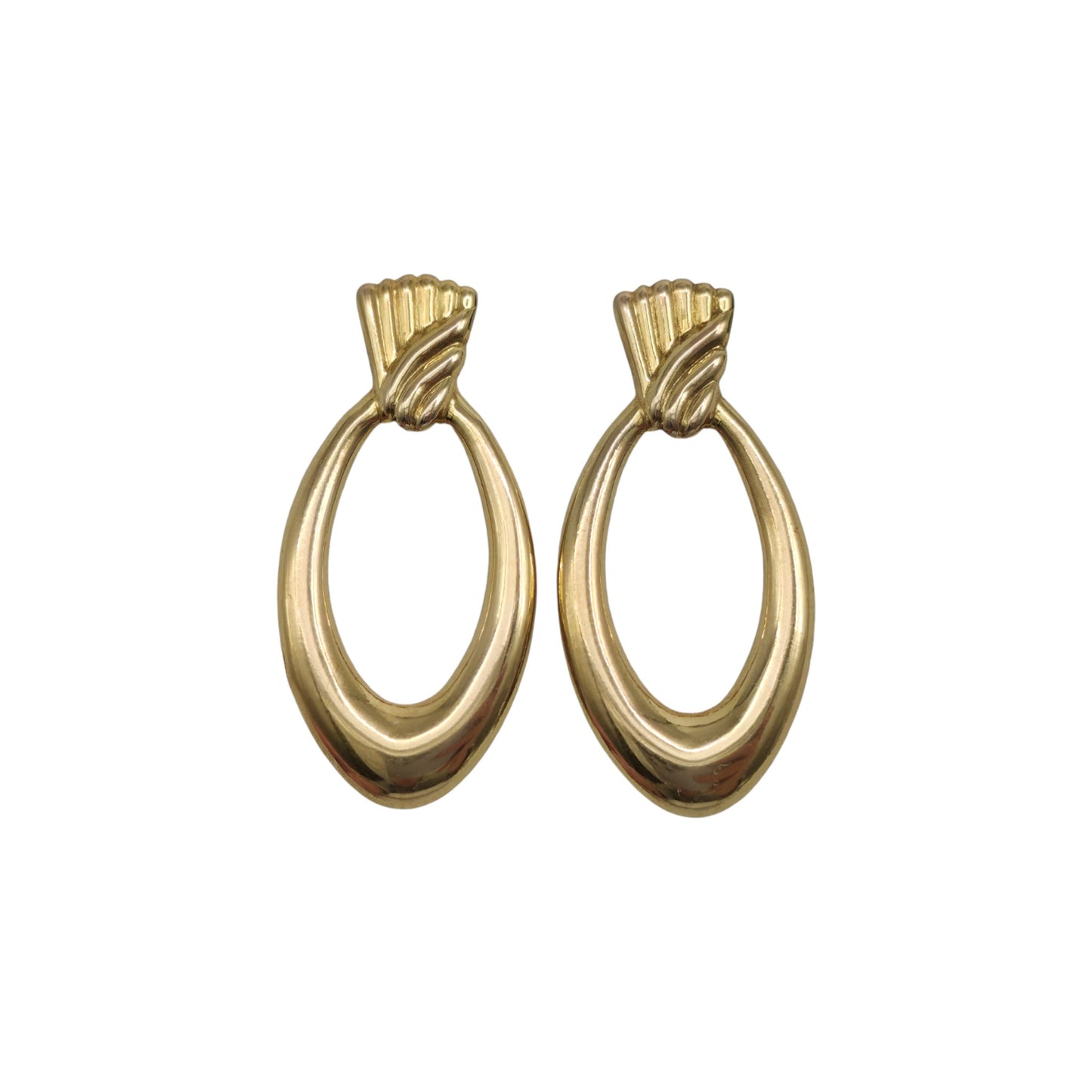 Fancy Pair Of 9ct 375 Yellow Gold Earrings L 3.8 cm 1.4 g.