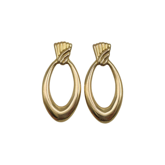 Fancy Pair Of 9ct 375 Yellow Gold Earrings L 3.8 cm 1.4 g.