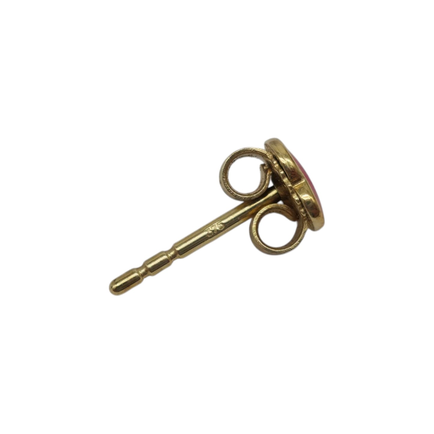 Pair Of 9ct 375 Yellow Gold & Enamel Heart Ear Studs