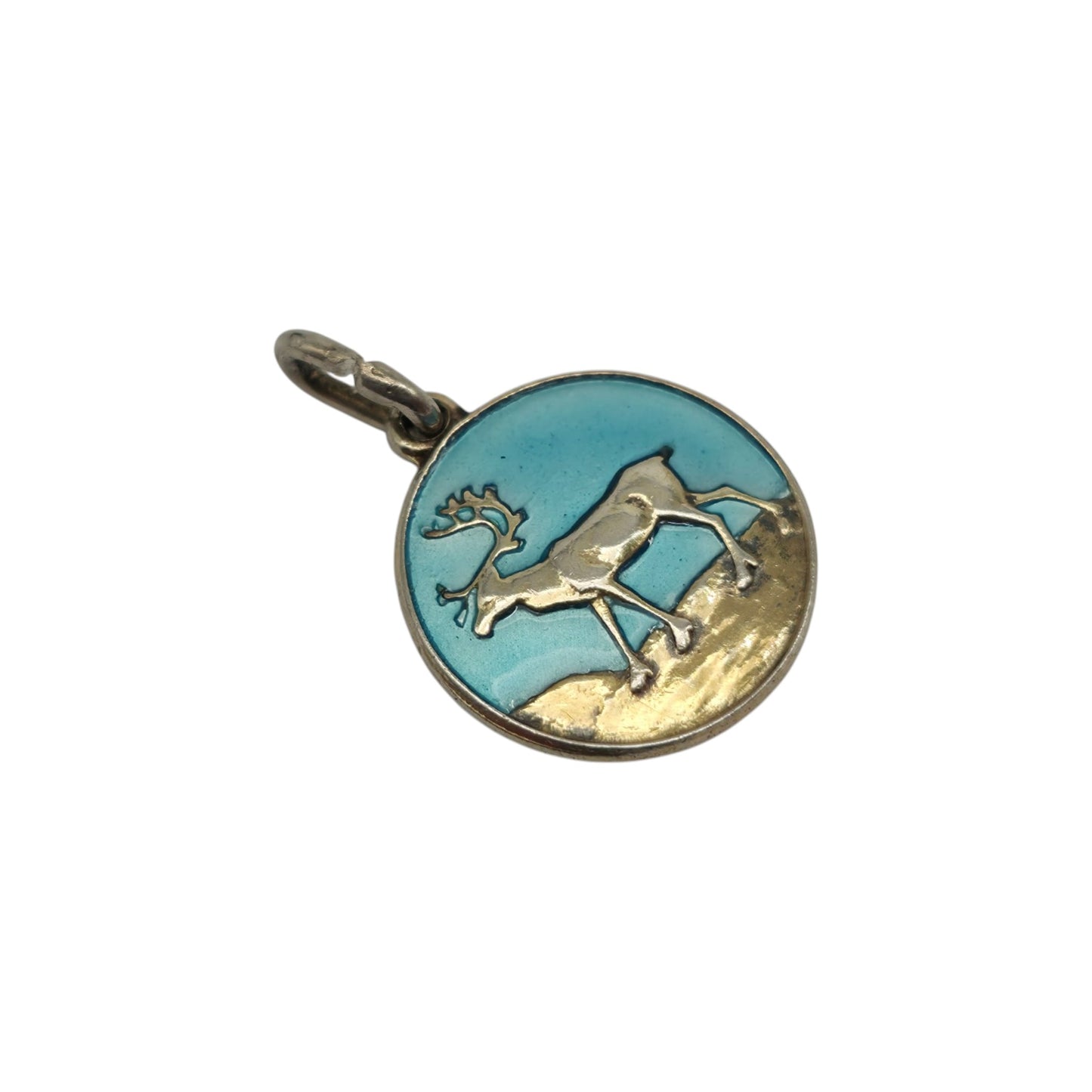 Vintage Scandinavian Silver & Enamel Elk Charm c.1970's