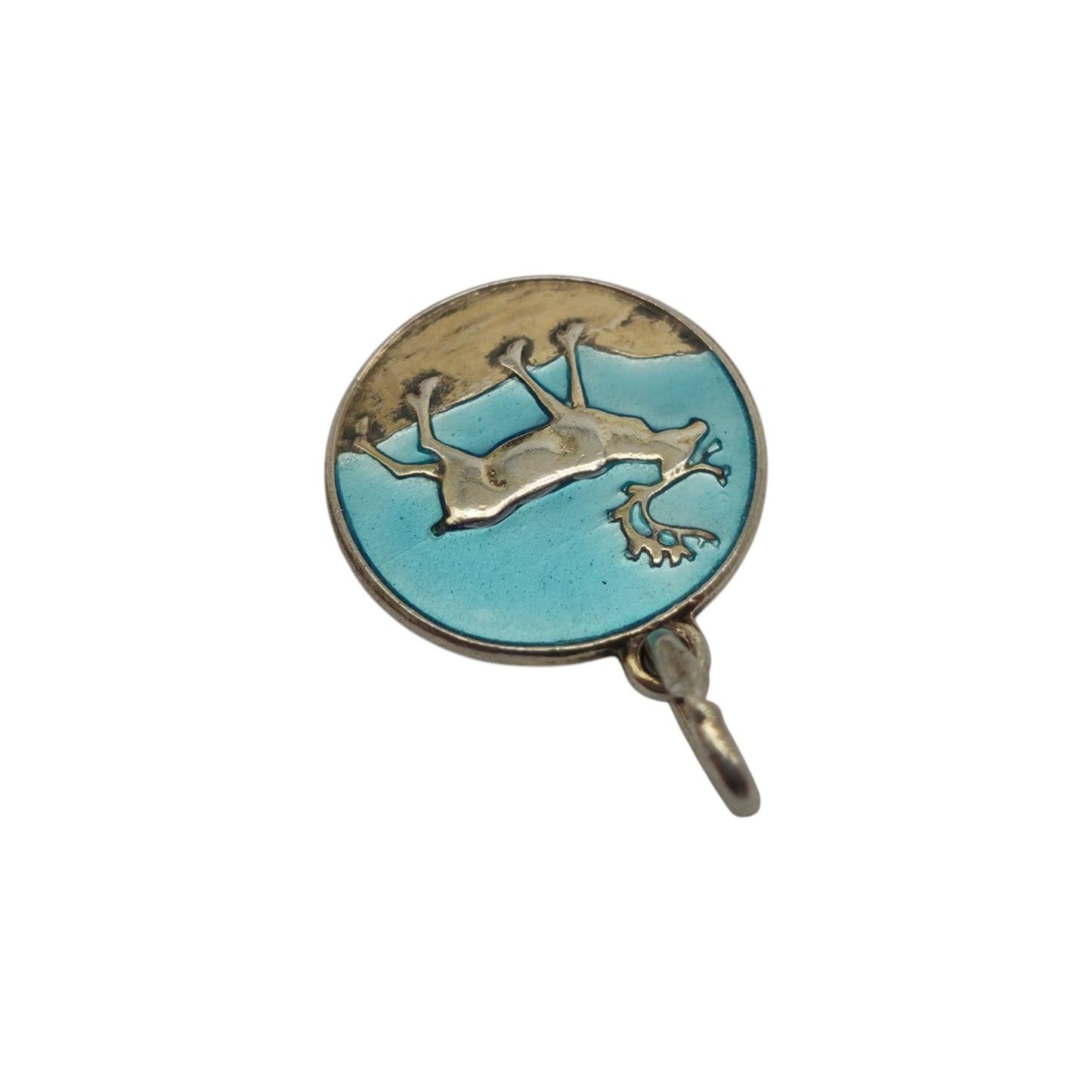Vintage Scandinavian Silver & Enamel Elk Charm c.1970's