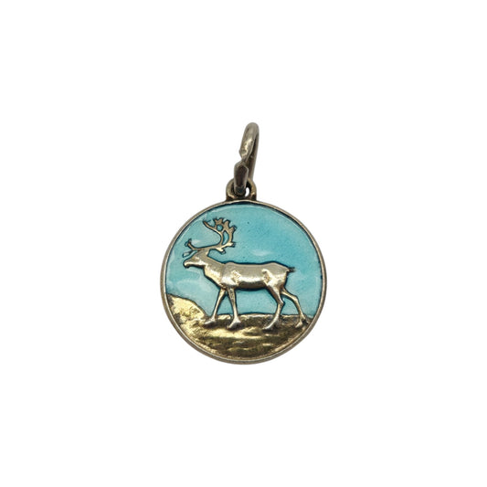 Vintage Scandinavian Silver & Enamel Elk Charm c.1970's
