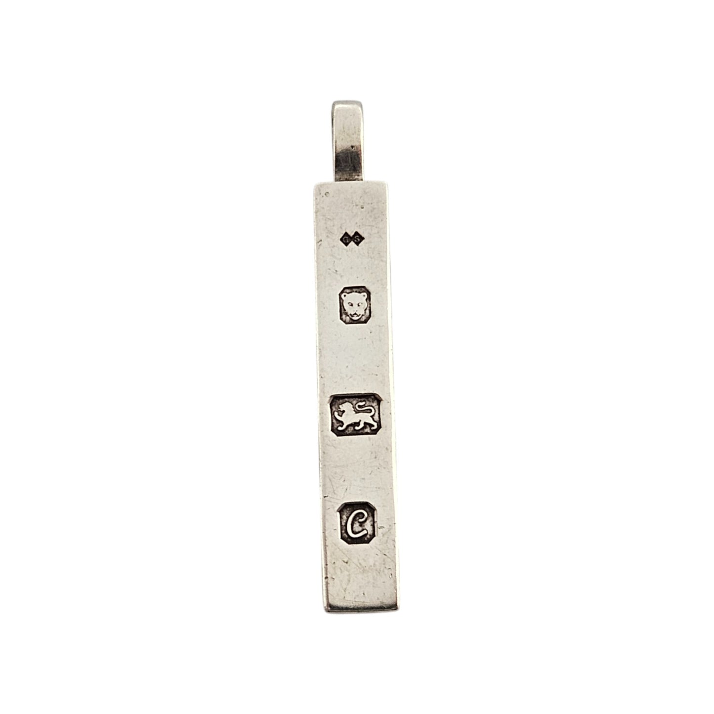 Solid Sterling Silver Ingot Pendant 1977 by GS L 3.4 cm 14 g