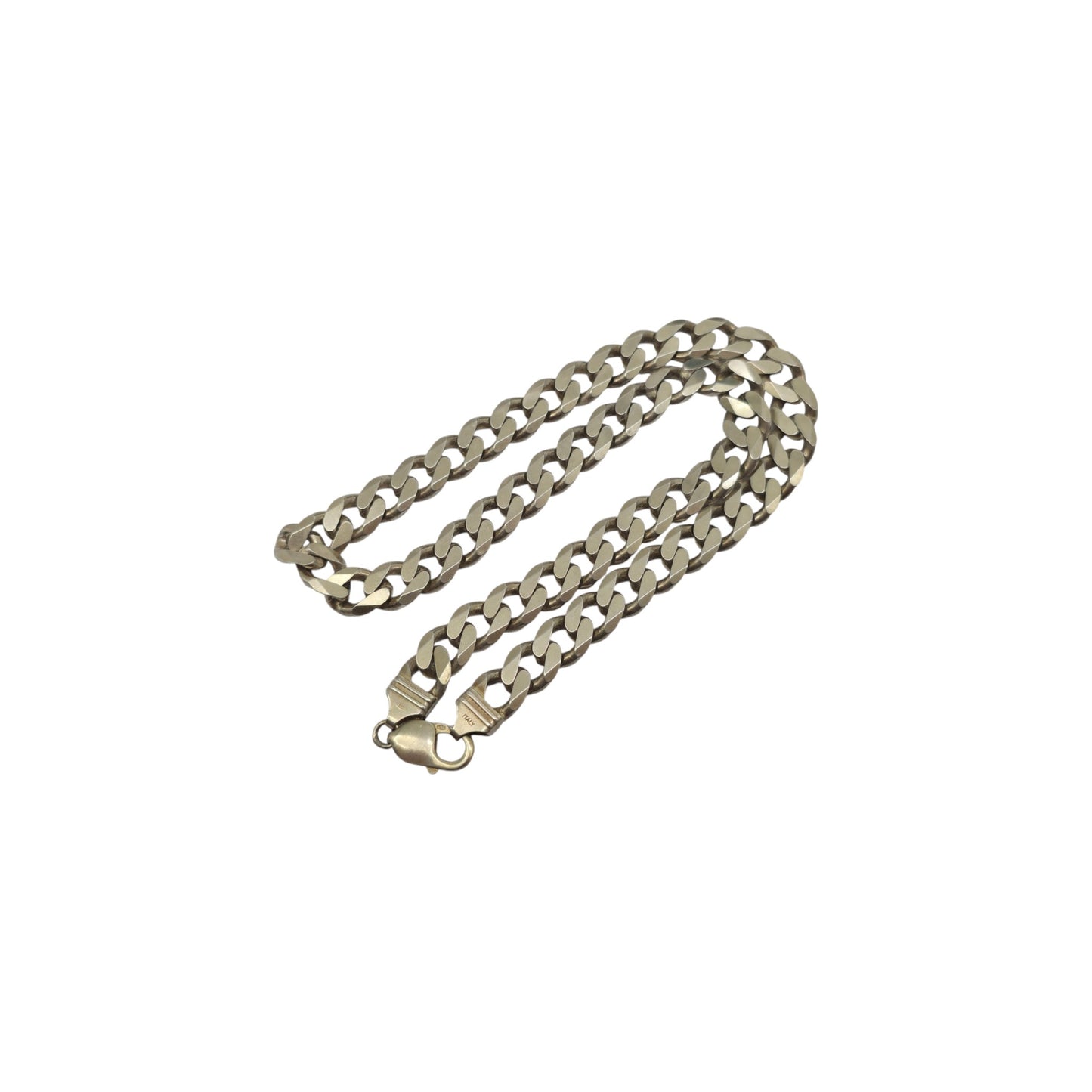 Heavy Solid Sterling Silver Curb Link Chain L 51.4 cm 96.4 g.