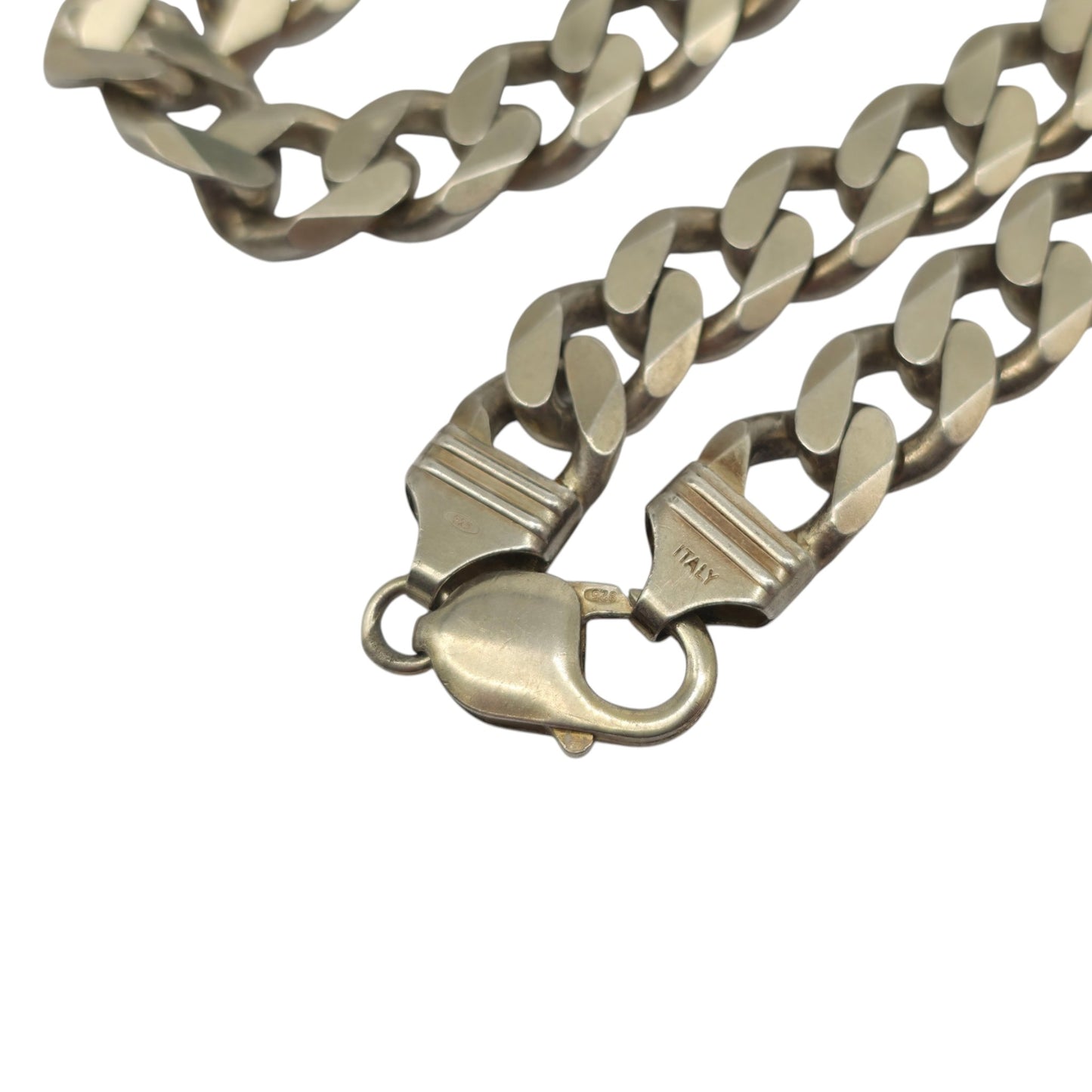 Heavy Solid Sterling Silver Curb Link Chain L 51.4 cm 96.4 g.