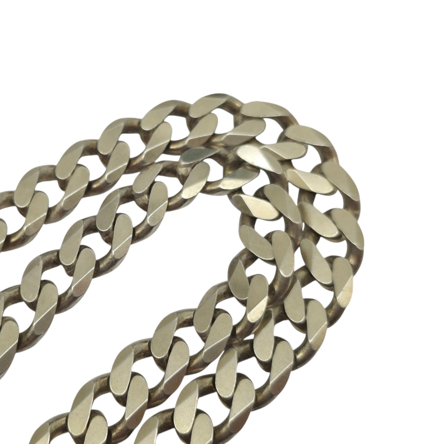 Heavy Solid Sterling Silver Curb Link Chain L 51.4 cm 96.4 g.