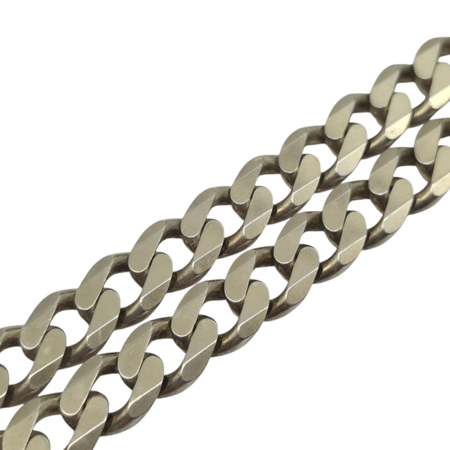 Heavy Solid Sterling Silver Curb Link Chain L 51.4 cm 96.4 g.