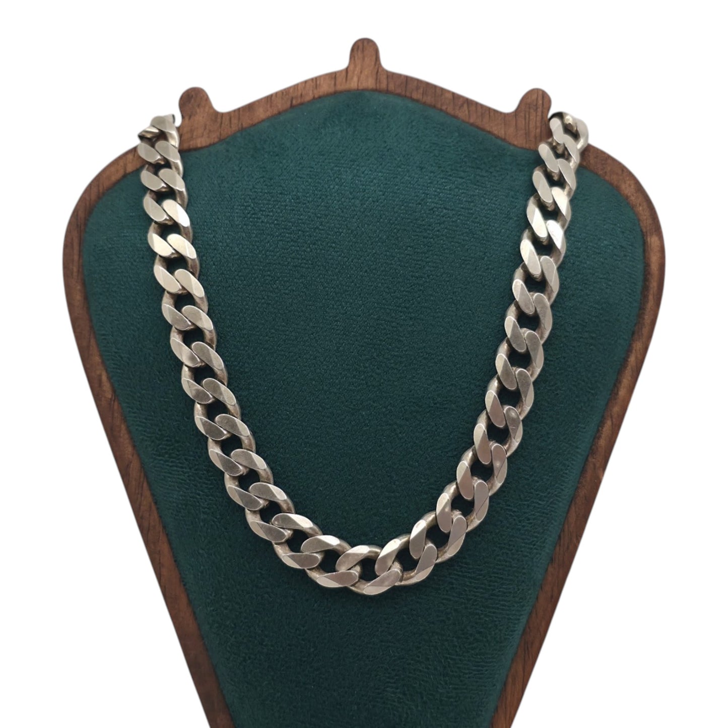 Heavy Solid Sterling Silver Curb Link Chain L 51.4 cm 96.4 g.