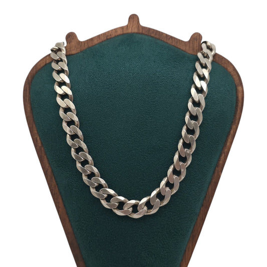 Heavy Solid Sterling Silver Curb Link Chain L 51.4 cm 96.4 g.