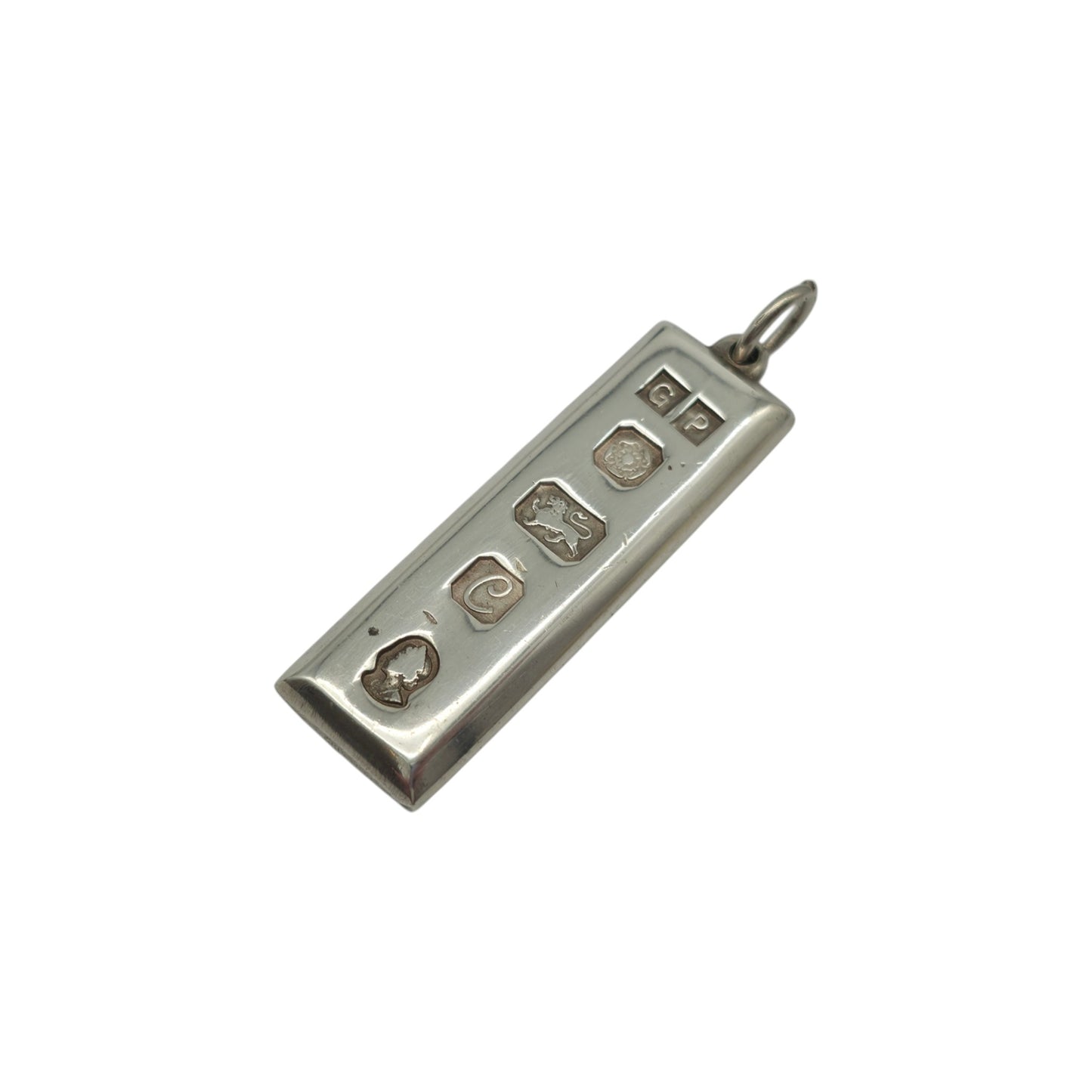 Sterling Silver Ingot Pendant 1977 L 3.9 cm 15 g.