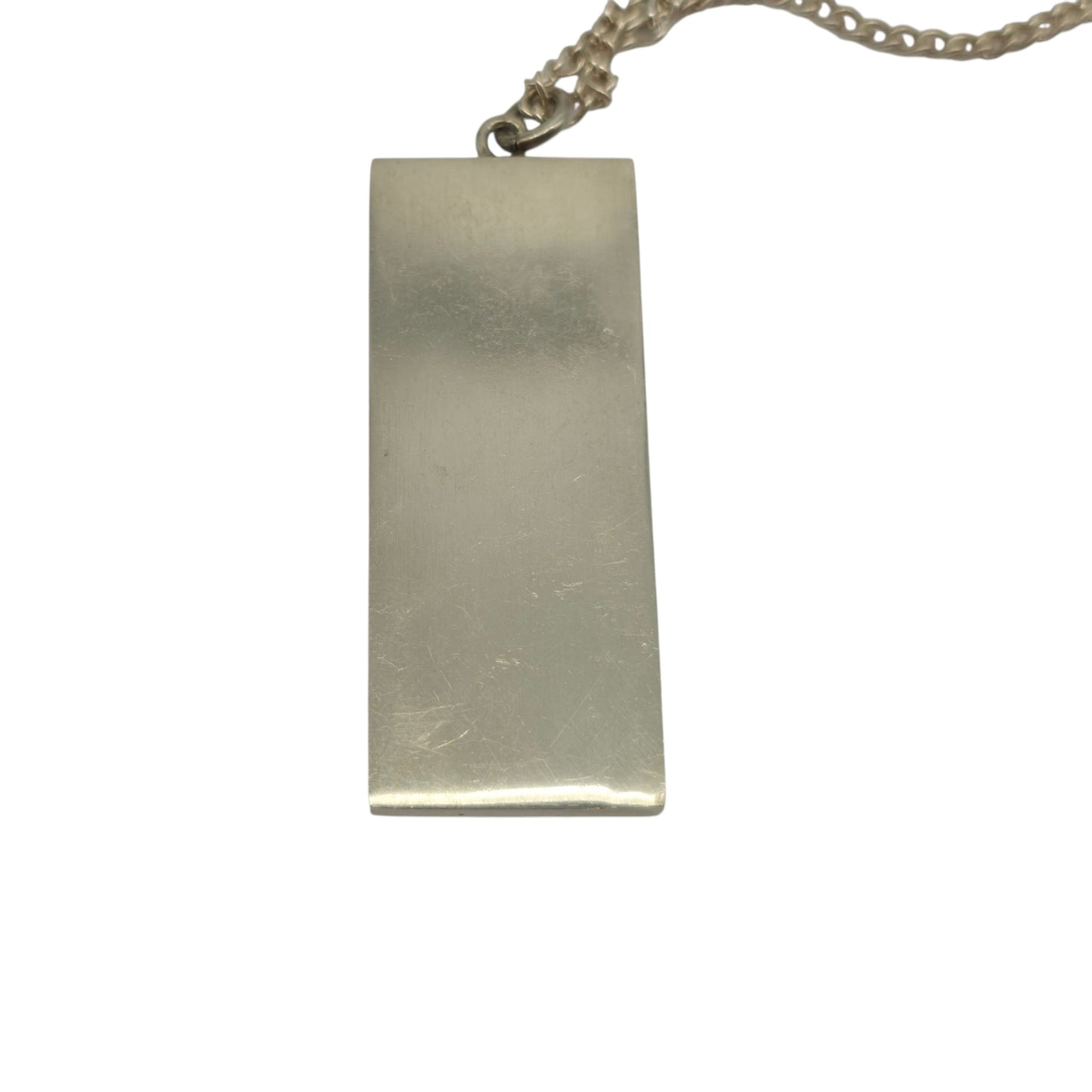 Solid Sterling Silver Ingot Pendant 1977 On Chain 35.9 g.