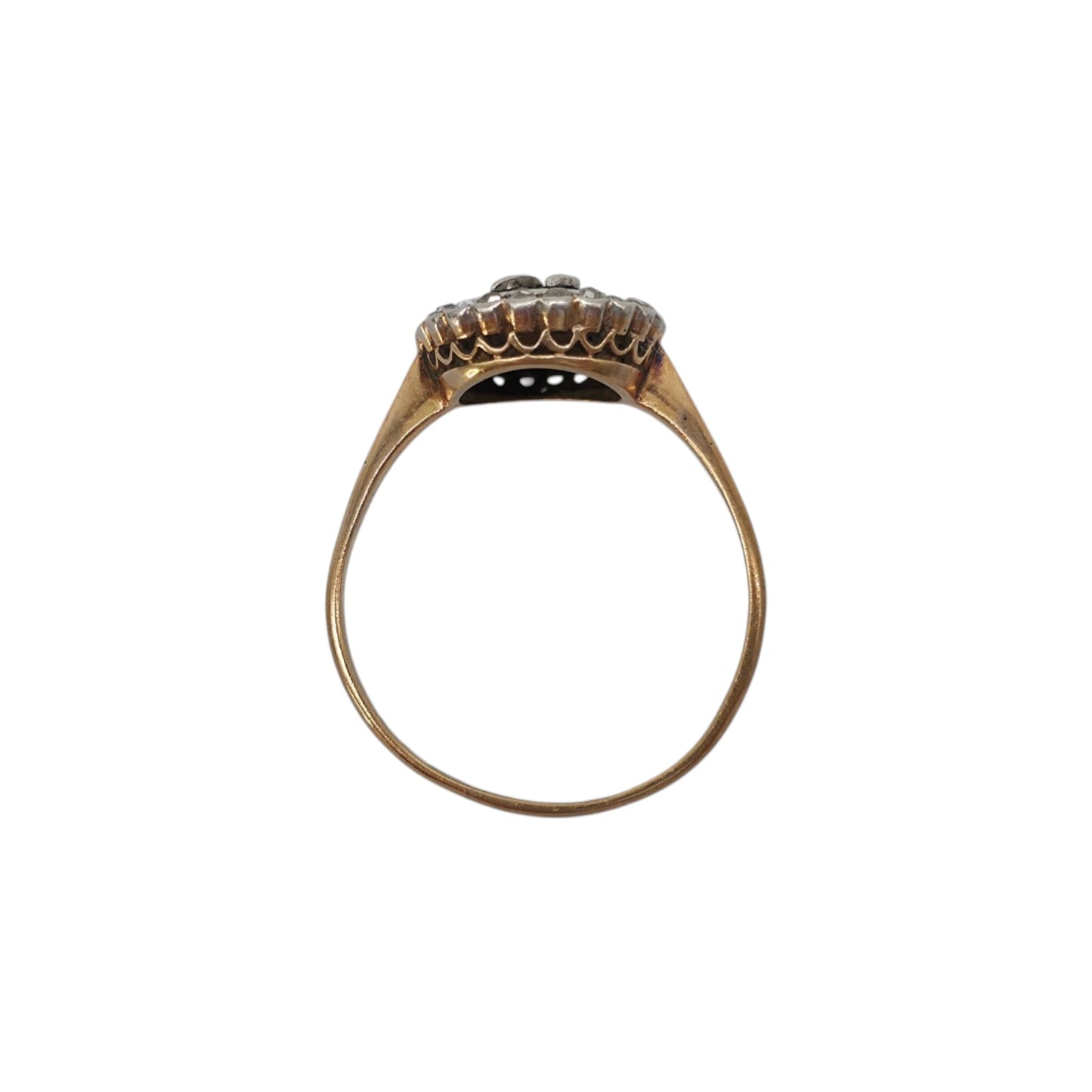 Victorian 22ct Yellow Gold & Enamel Initial Ring With Diamond 1871 Size O 3.1 g.