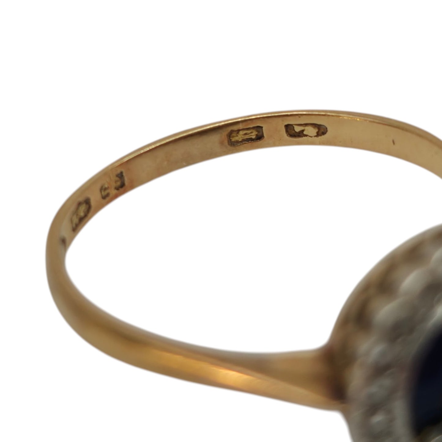 Victorian 22ct Yellow Gold & Enamel Initial Ring With Diamond 1871 Size O 3.1 g.