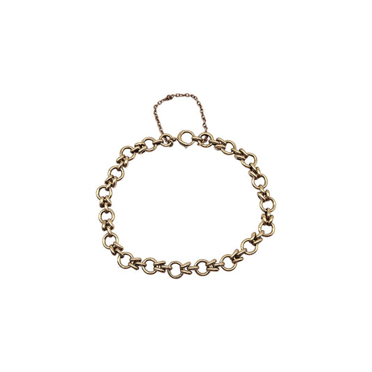 9ct 375 Yellow Gold Fancy Bracelet 1960 L 20.3 cm 13.0 g.